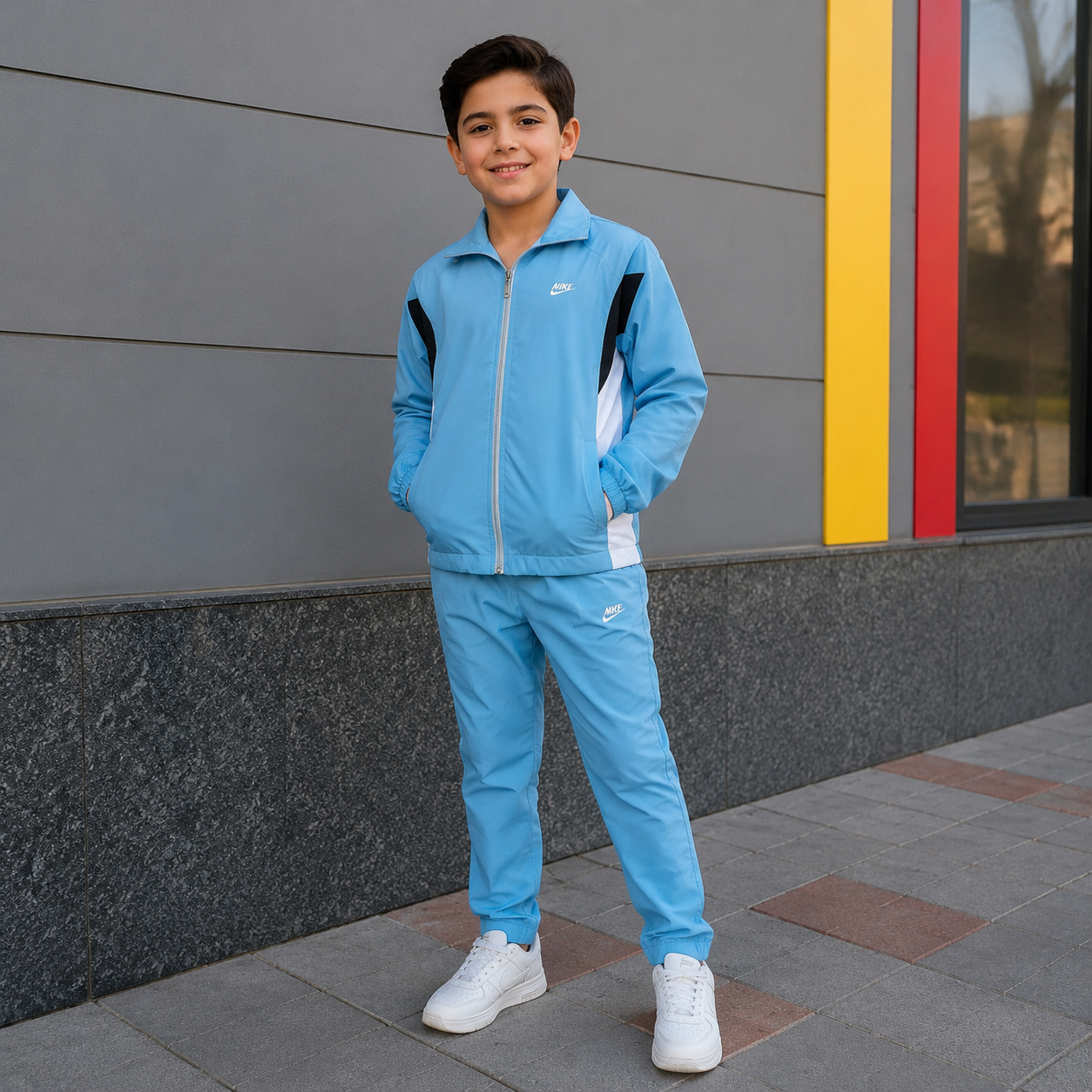 ست کاپشن و شلوار ورزشی آبی